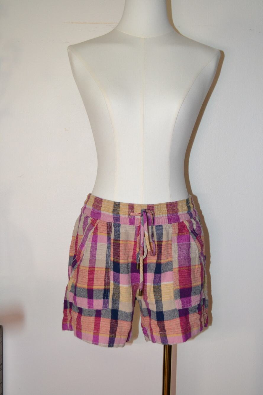 Y2K Plaid Linen/Cotten Blend Gorpcore Shorts Size S